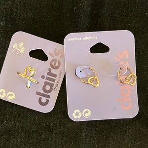 Claire's Gold Heart Knot Earrings